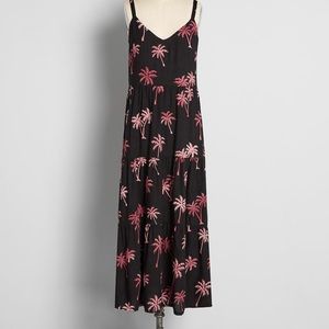ModCloth Keep Palm and Carry On Maxi Dress - Black Palms Trees size 16 (UK)